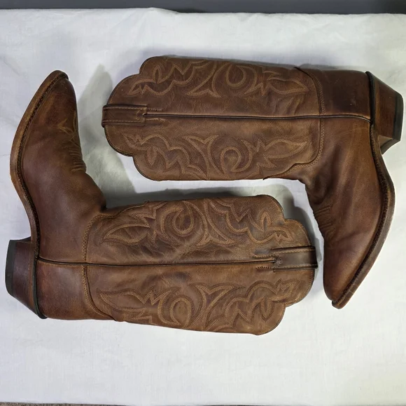 Justin Brown Leather Ebroidered Western Bent Rail Cowgirl Boots. 9.5C - Picture 4 of 11